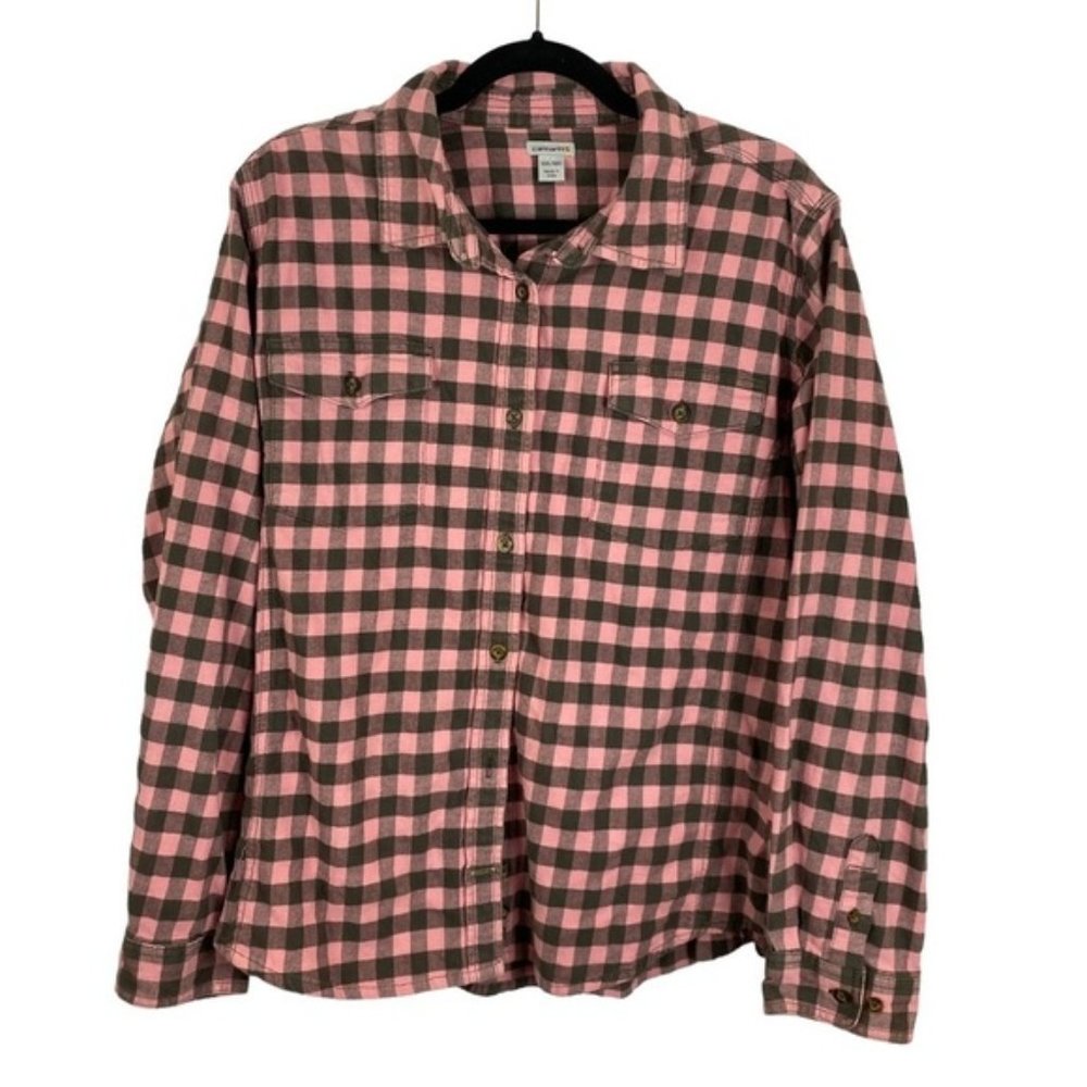 CARHARTT Pink Brown Plaid Flannel Button Down Shirt XXL